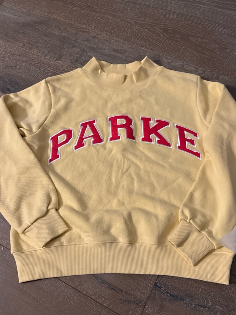 PARKER Yellow Crewneck Sweatshirt with Red Lettering